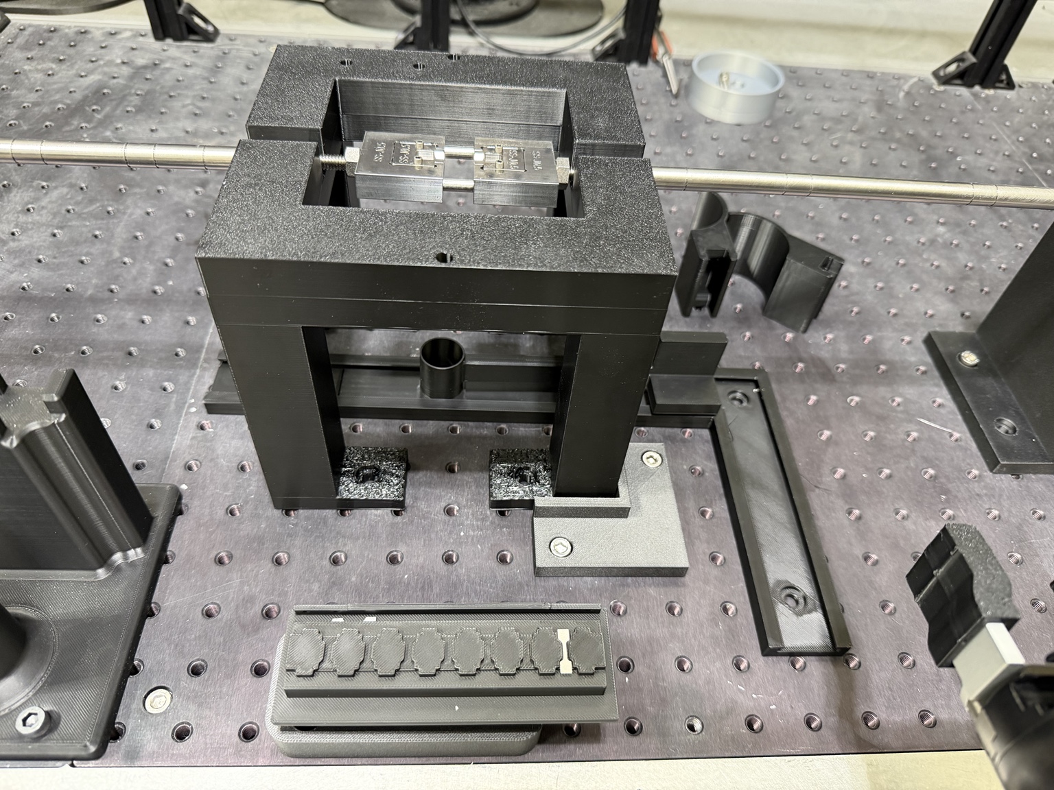 3D-printed sample handling jig used in the test cell