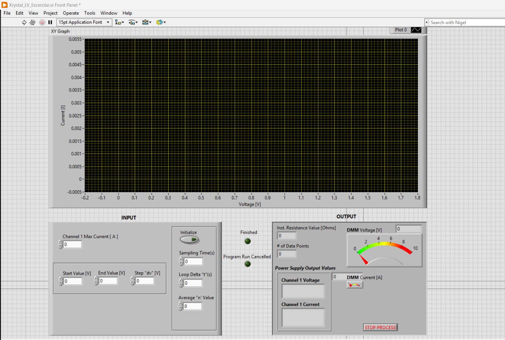 LabVIEW data acquisition interface